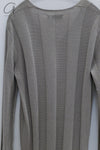 SWAYING 24 Autumn and Winter Vertical Striped V-Neck Structure Dress SW-SW24AW2L14-HUILV Gray Green